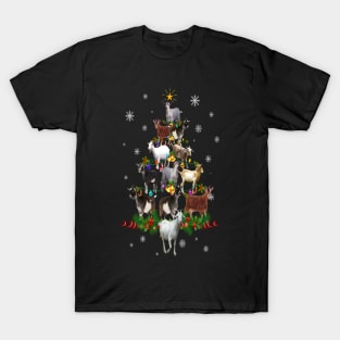 Goat Christmas Tree Lights Goat Lovers Happy Winter Holiday T-Shirt